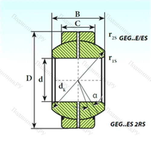 Подшипник скольжения сферический GEG 6 E от производителя  ISB