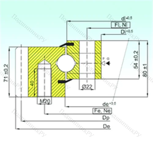Подшипник шариковый опорно-поворотный EB 1.25.0955.200-1STPN от производителя  ISB