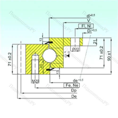Подшипник шариковый опорно-поворотный EBL.30.0955.200-1STPN от производителя  ISB