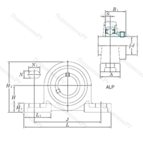 Подшипниковый узел шариковый радиальный ALP 207-20 от производителя  KOYO