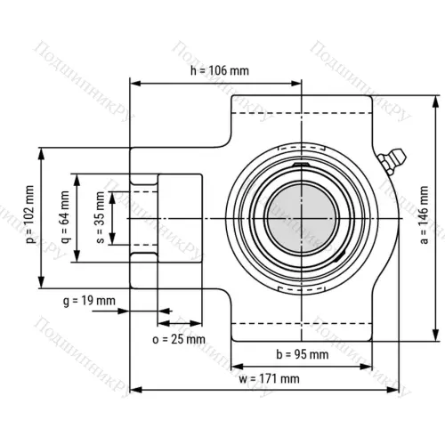 Подшипниковый узел UCT 211 - Вал: 55 мм от производителя  LPZ
