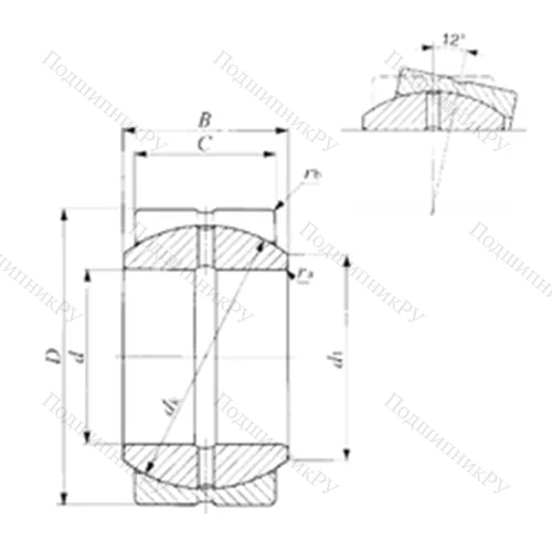 Подшипник скольжения сферический SBB 14 от производителя  IKO