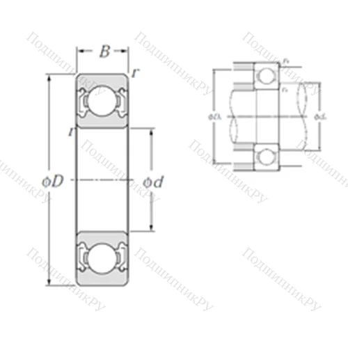Подшипник шариковый радиальный 6807ZZ от производителя  NTN