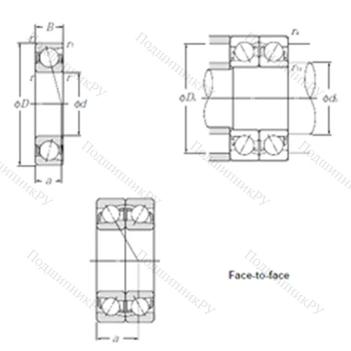 Подшипник шариковый радиально-упорный 7008DF