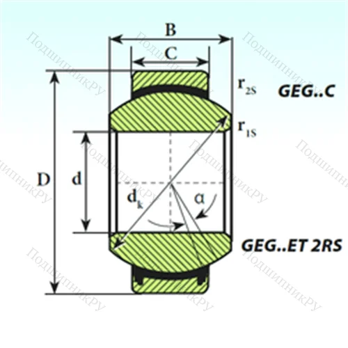 Подшипник скольжения сферический GEG 4 C от производителя  ISB
