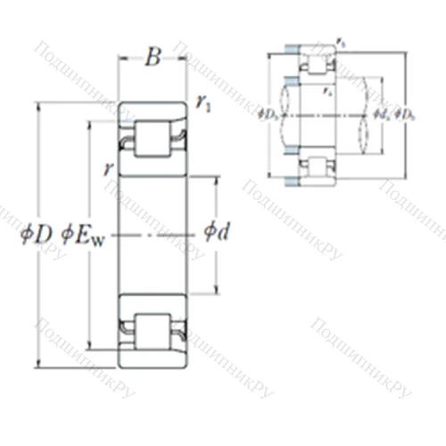 Подшипник роликовый радиальный NF 306