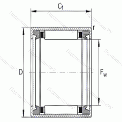 Подшипник роликовый игольчатый с одним наружным штампованным кольцом HK 4020-2RS