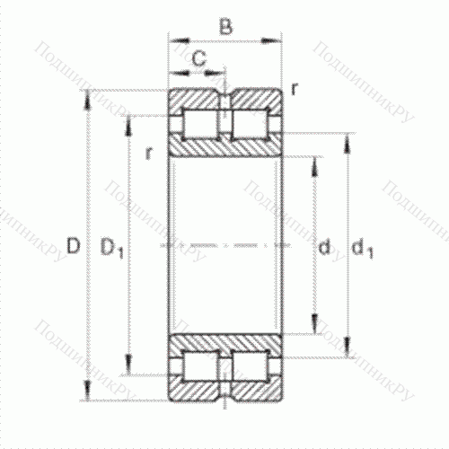 Подшипник роликовый радиальный SL 014840 от производителя  INA