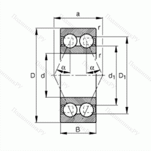 Подшипник шариковый радиально-упорный 3204-BD от производителя  FAG Подшипник шариковый радиально-упорный 3204-BD от производителя  FAG
