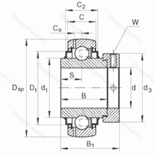Подшипник шариковый закрепляемый GE 90-KRR-B от производителя  INA Подшипник шариковый закрепляемый GE 90-KRR-B от производителя  INA