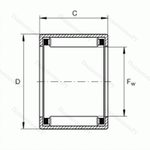 Подшипник роликовый игольчатый с одним наружным штампованным кольцом SCE 44 от производителя  INA Подшипник роликовый игольчатый с одним наружным штампованным кольцом SCE 44 от производителя  INA