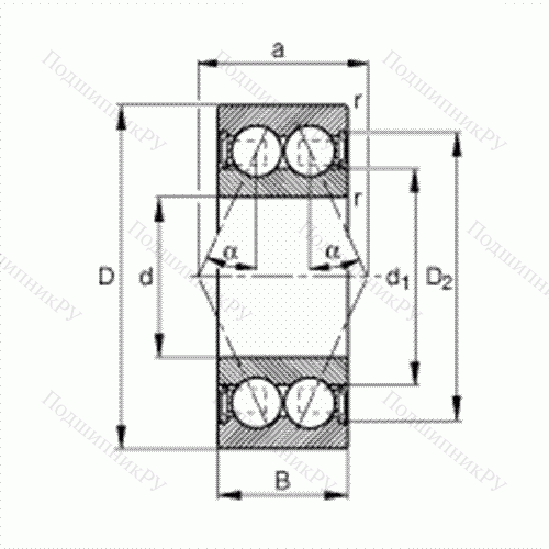 Подшипник шариковый радиально-упорный 3006-B-2RSR-TVH от производителя  FAG Подшипник шариковый радиально-упорный 3006-B-2RSR-TVH от производителя  FAG